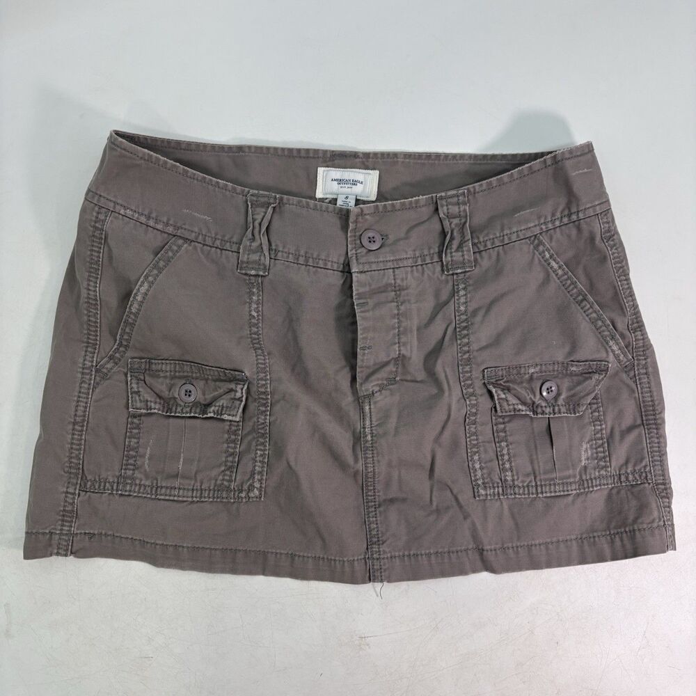 American Eagle Outfitters Gray Cargo Micro Mini Skirt size 8 Vintage Y2K